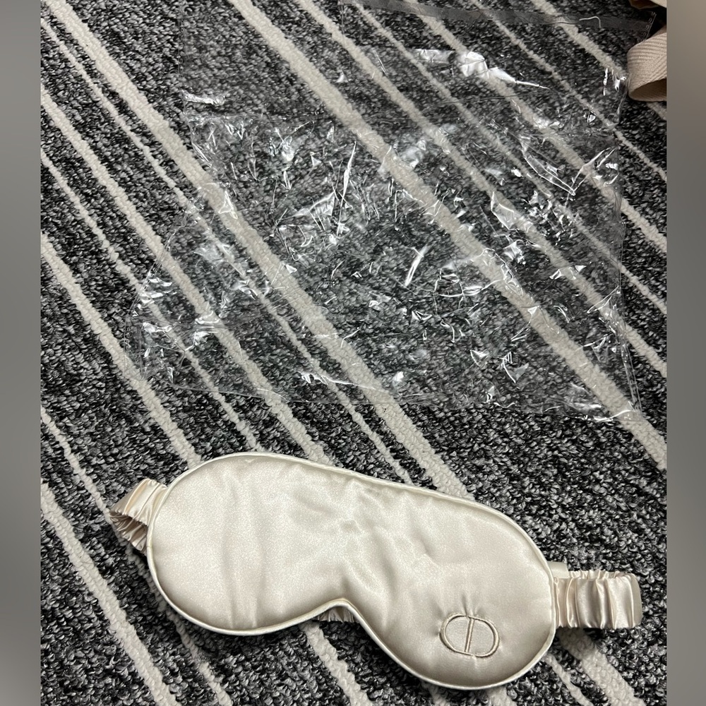 Elegant Dior Cream Satin Sleep Mask